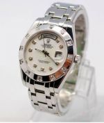 Copy Rolex Day-Date Pearlmaster White Face Diamond Men Watch